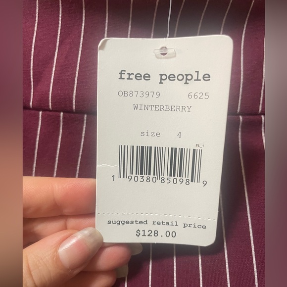 NWT Free People Burgundy Pinstriped Flares - Picture 9 of 15